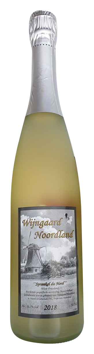 Fles Sprankelwijn wit du Nord van Wijngaard Noordland